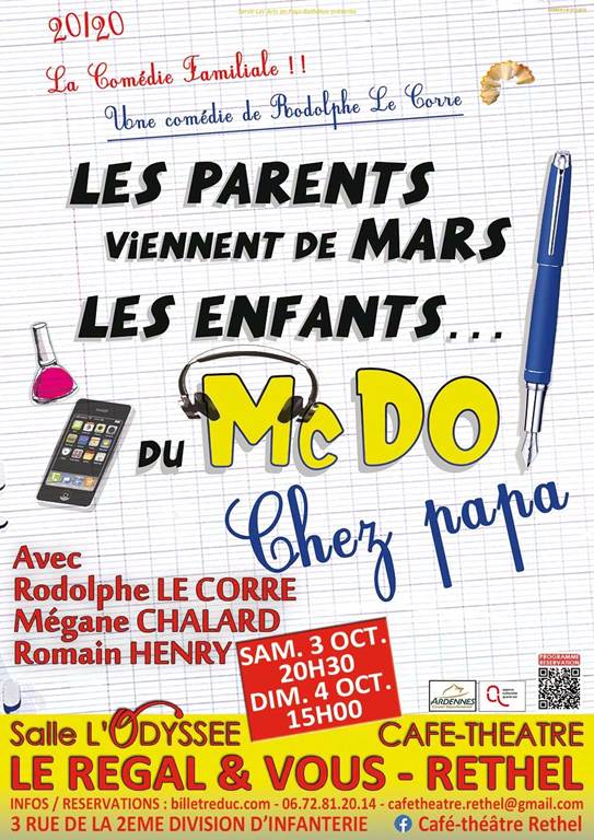 Café théâtre : Les parents viennent de Mars les enfants ... du Mc Do Chez Papa