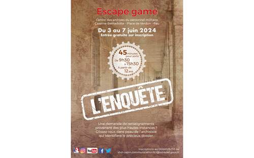 Escape Game à la caserne Bernadotte Du 3 au 7 juin 2024