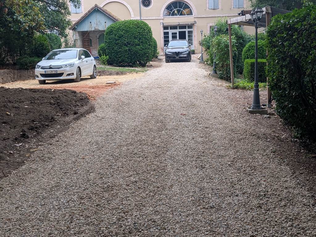 Le parking privée en cours de réalisation