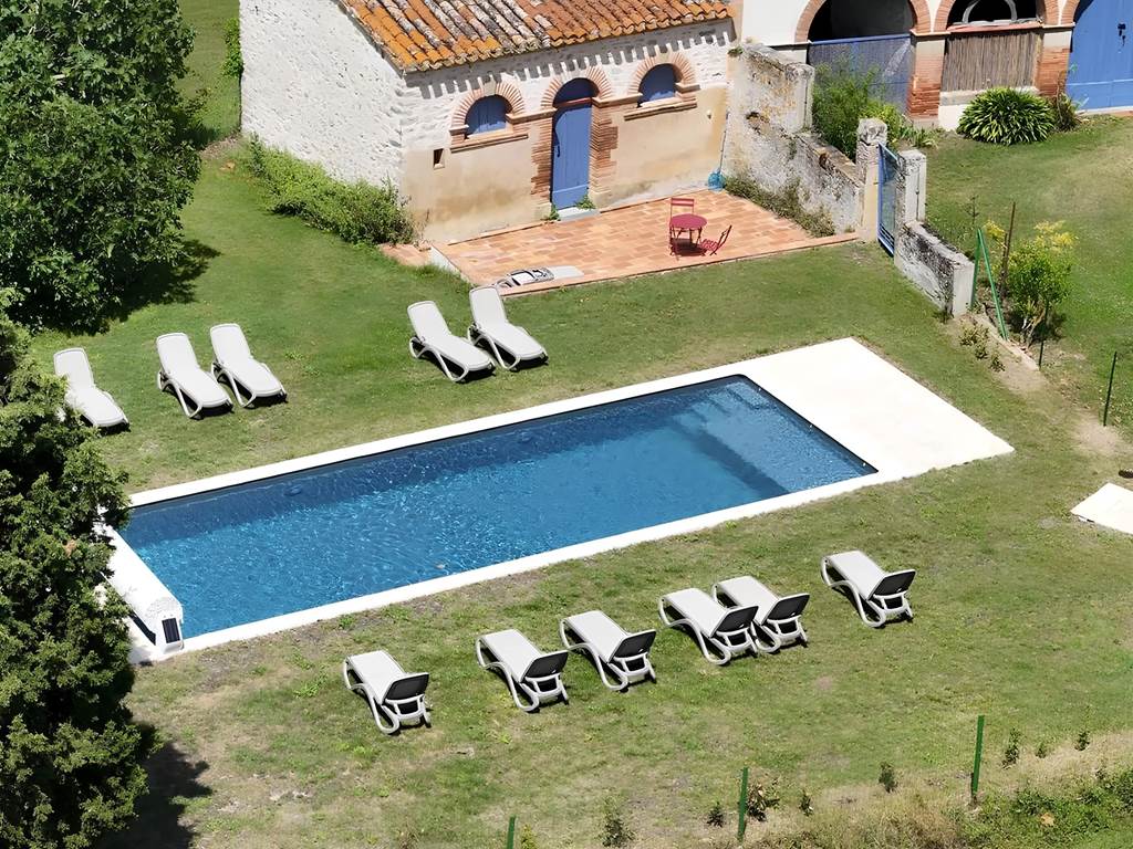 Vue aérienne piscine - Domaine de Lanis - Chambre hotes Castelnaudary (1)