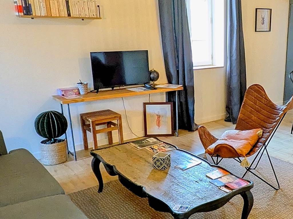 16 bis gite hotel-albi-marssac-salon-canapé clic-clac-tv-netflix-appartement