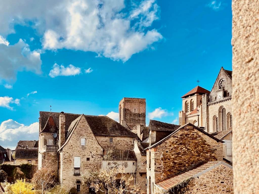 Vue sur la cité médiévale et la Tour du Plô