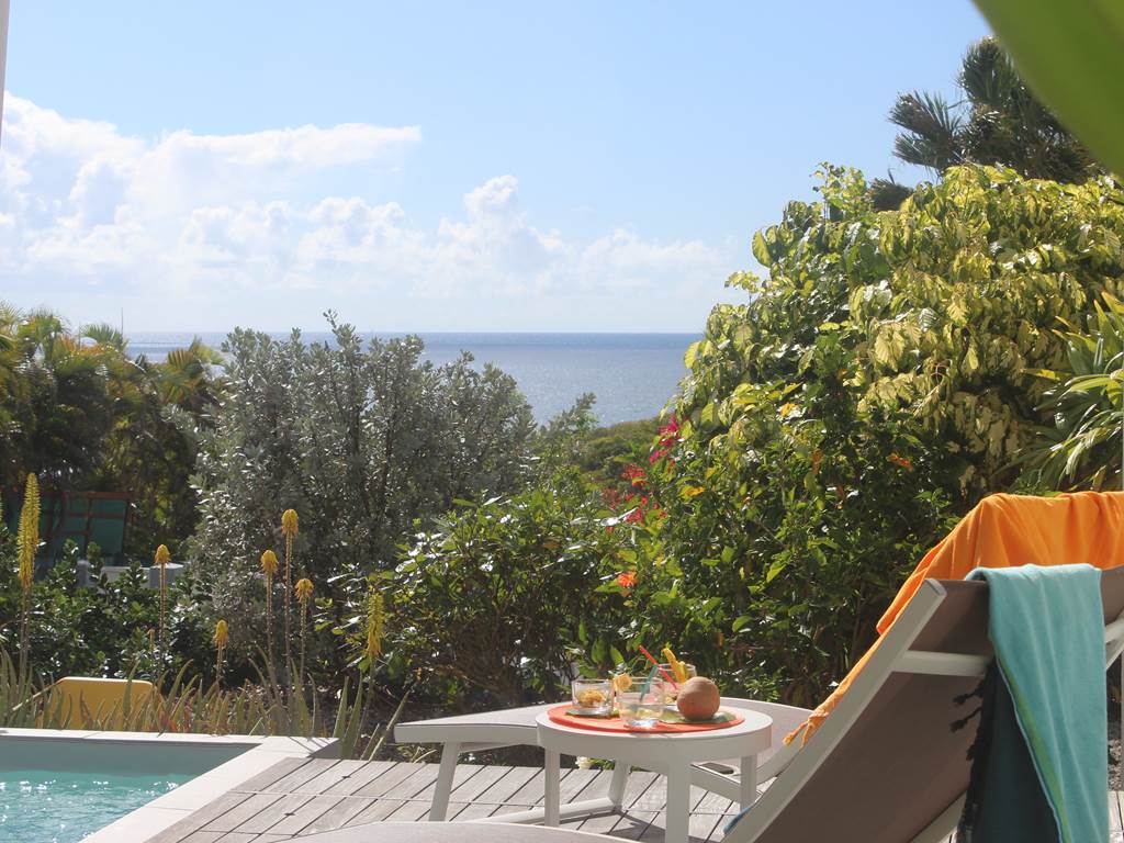 Iguane House villas & Micro Spa Villa Corail terrasse vue mer