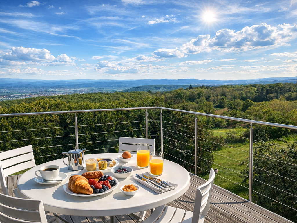 vue panoramique avec petit-déjeuner