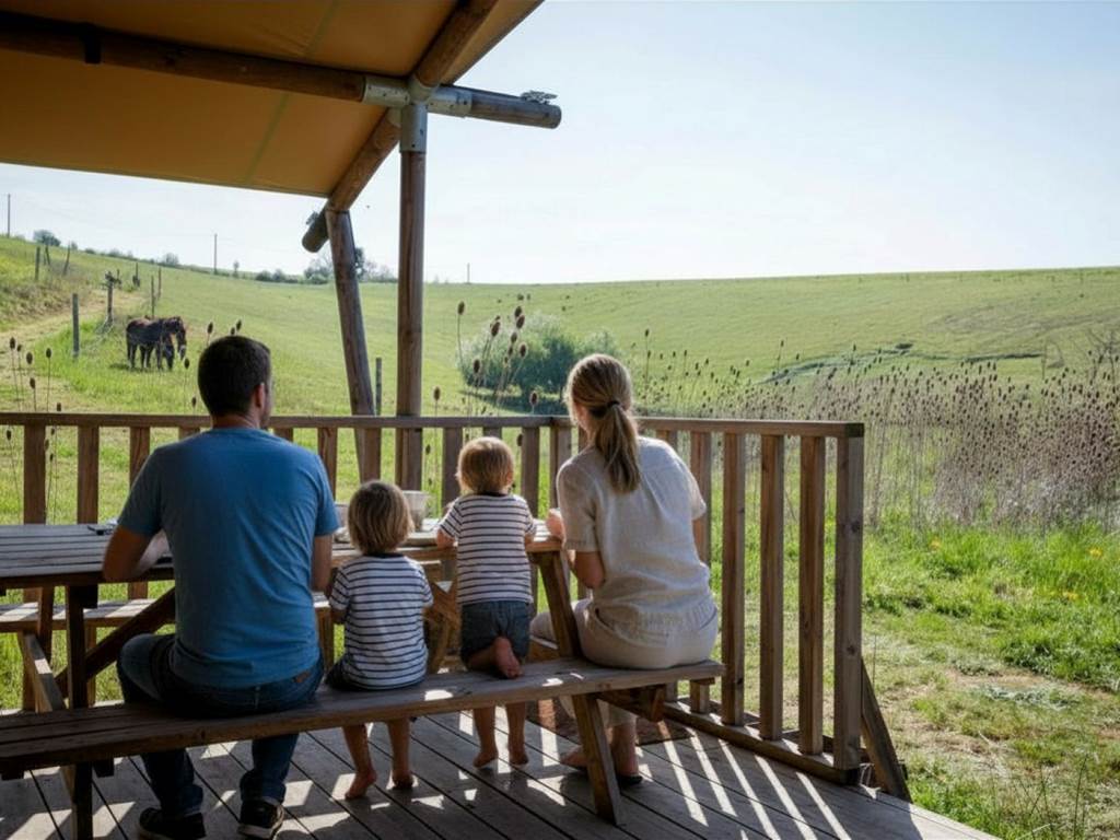 famille terrasse sunshine ferme du hitton