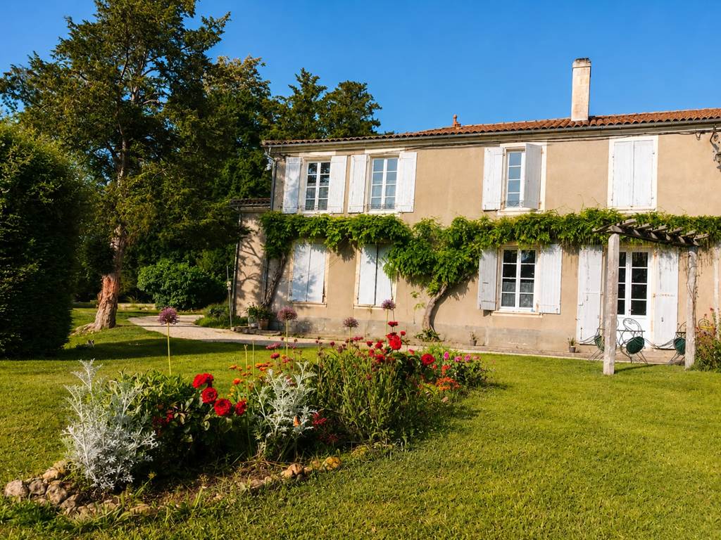 Les chambres du Domaine ouvrent sur la vallée de la Seugne et sa douceur saintongeaise
