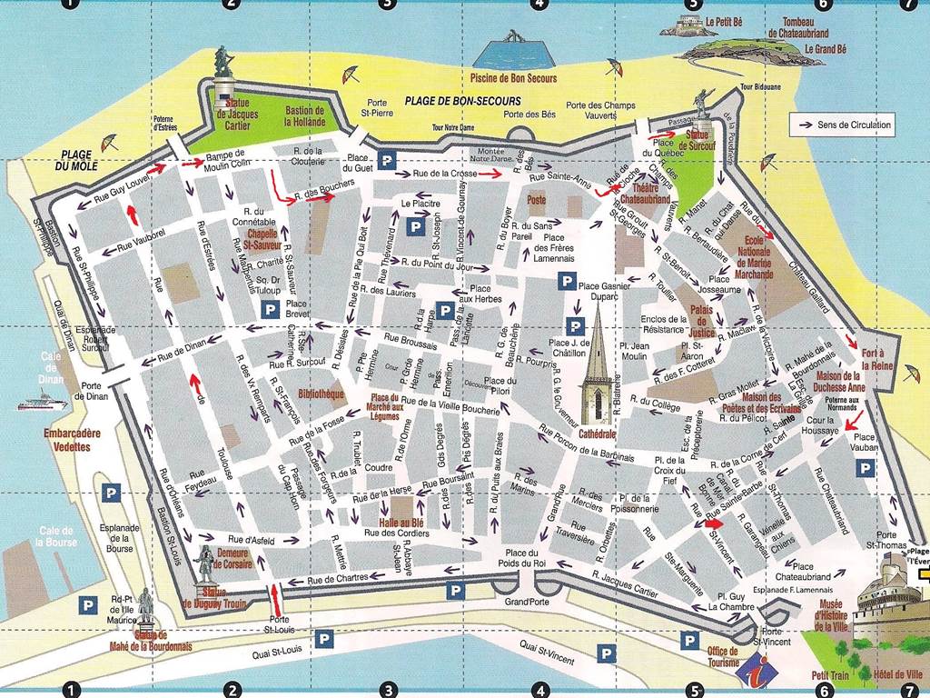 Situation Appartement rue Ste Barbe  -Trajet intra-muros l'été