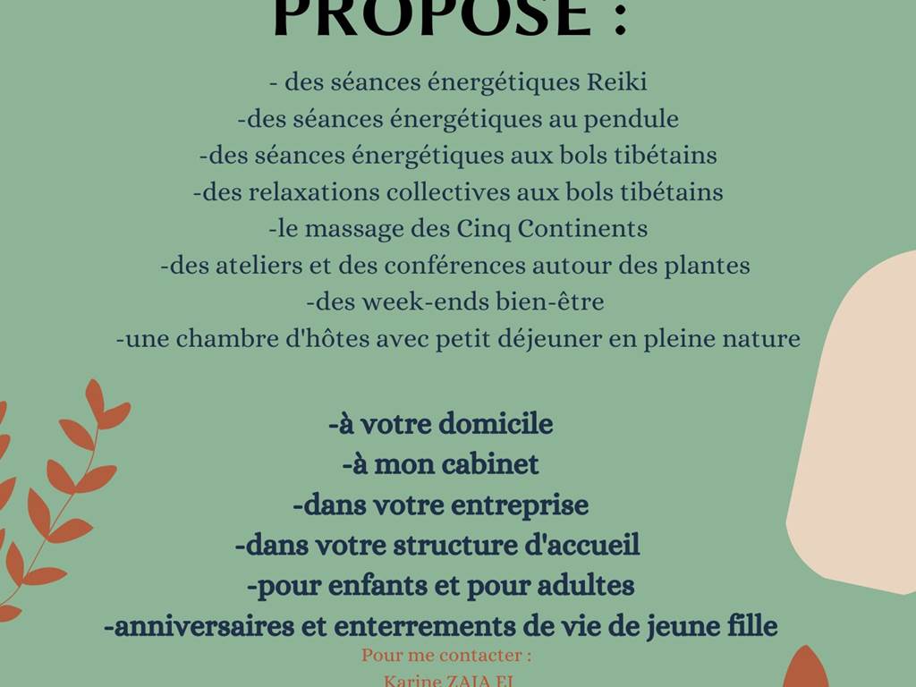 Les prestations que vous pouvez retrouver chez Les Cinq Mésanges. A réserver en avance