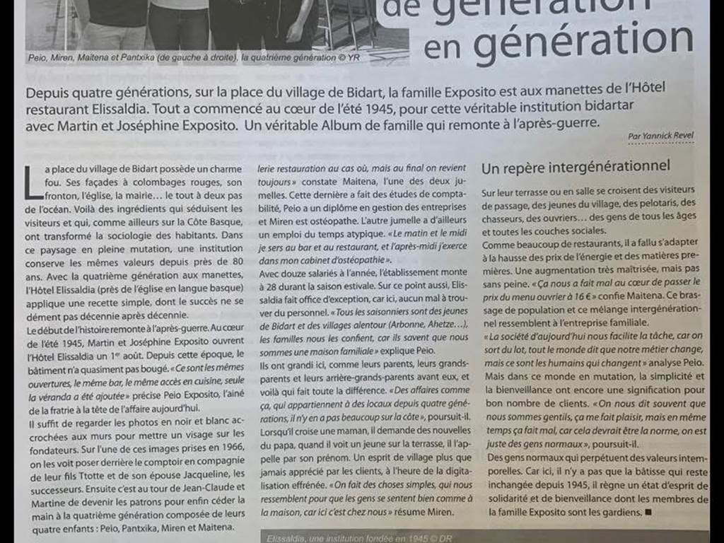 Article sur notre famille , 4eme génération