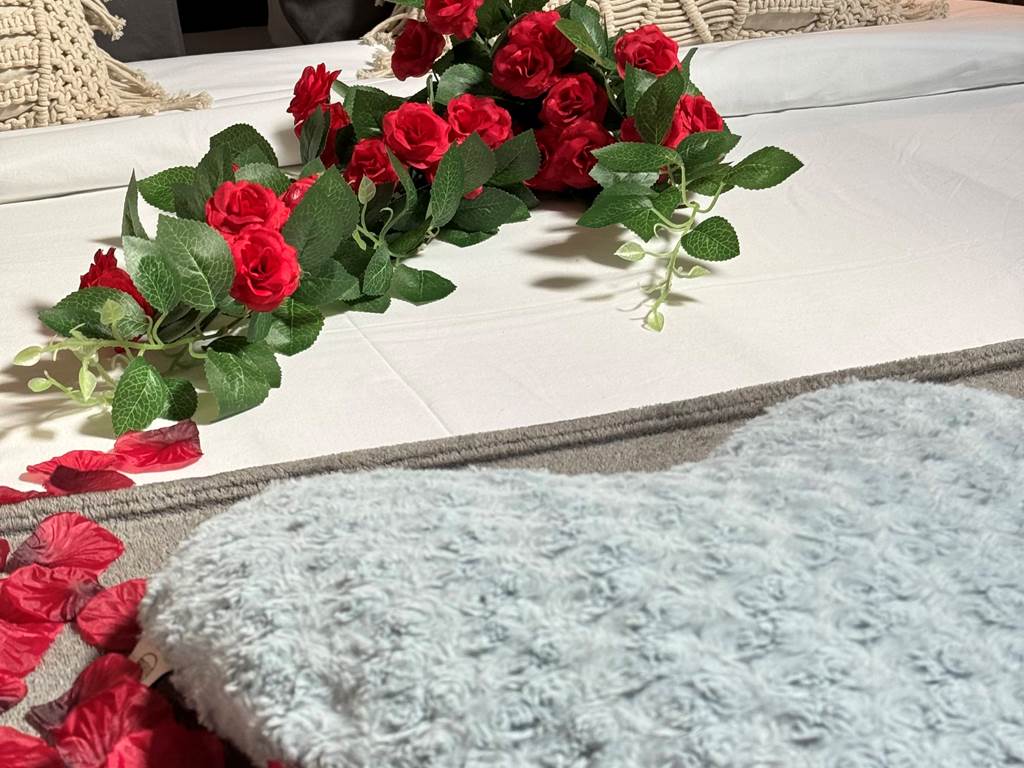 le lit et ses pétales de roses
