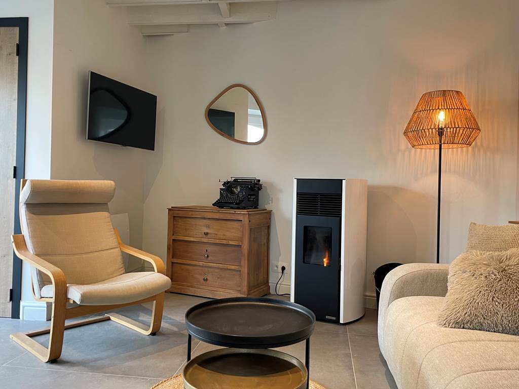 Le salon avec poêle à pellets