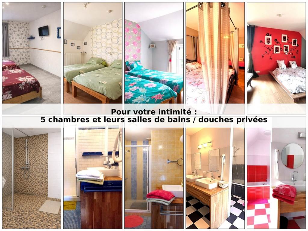 6 chambres / 6 salles de bains privées