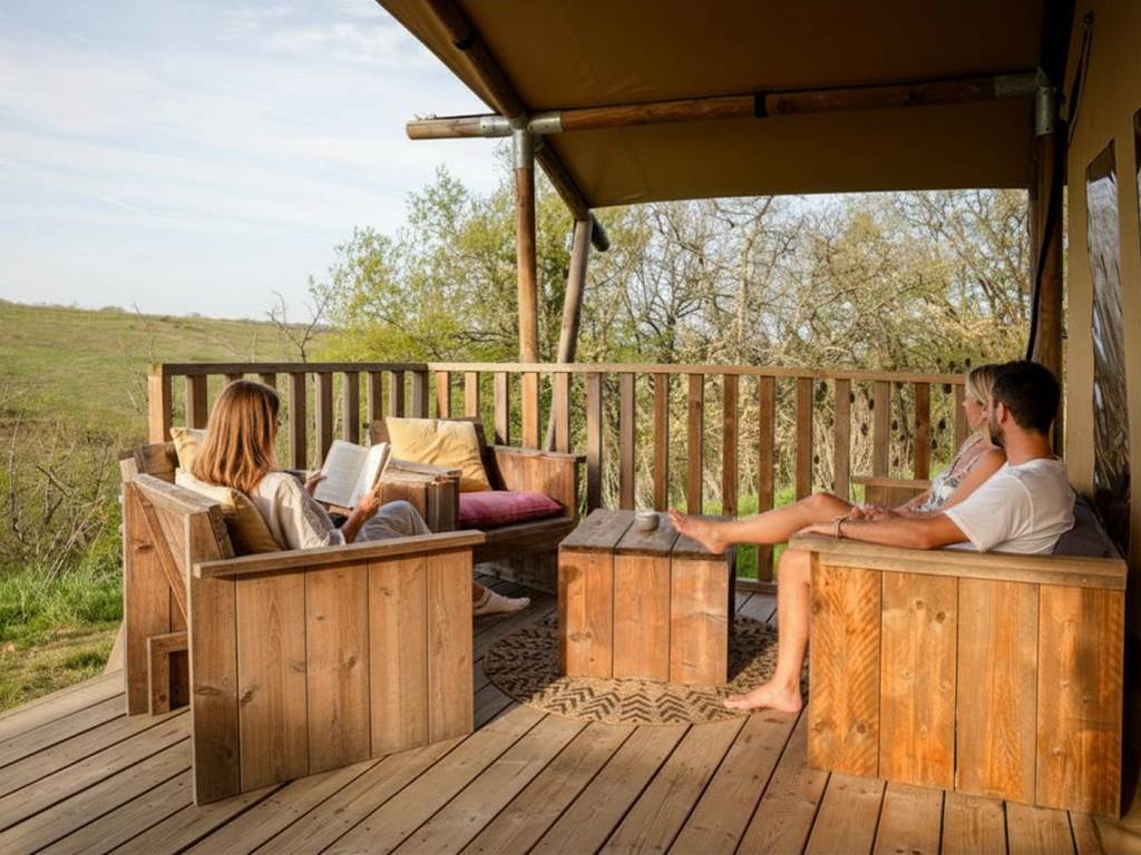 Coin salon terrasse sunshine ferme du Hitton