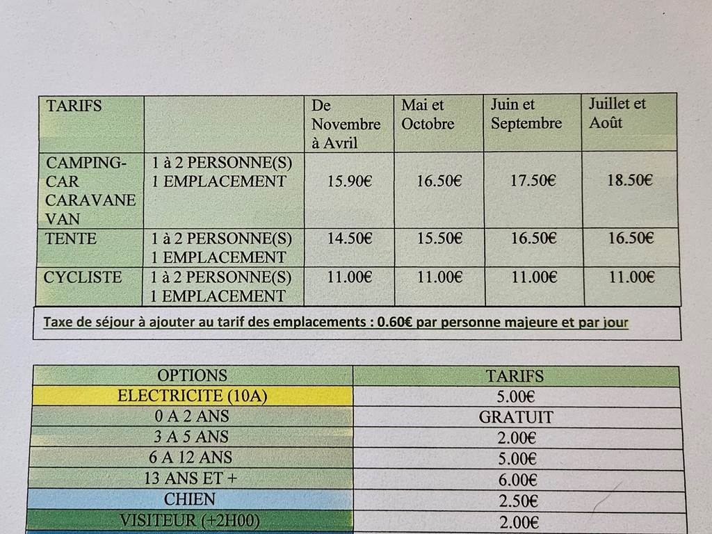photo tarifs