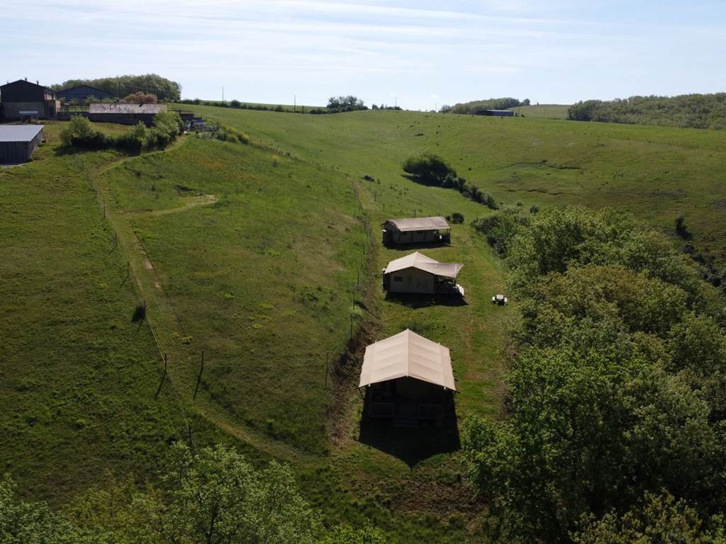 Vue aérienne Ecolodges Ferme du Hitton