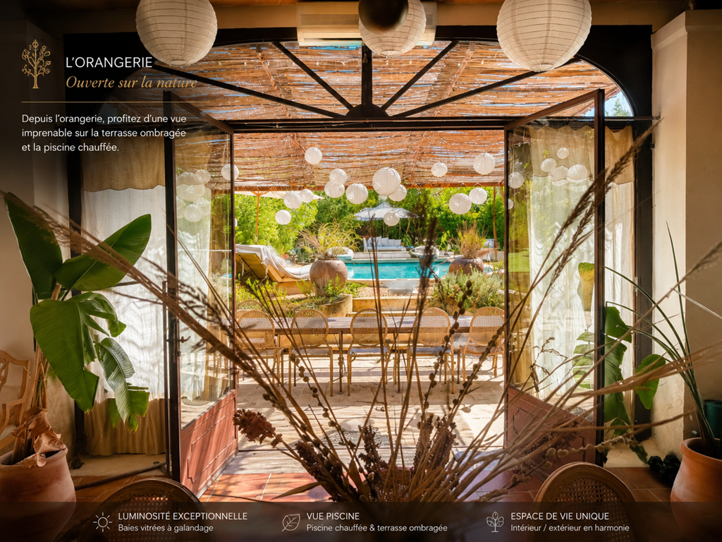 Depuis la suite de l'Orangerie, la piscine comme horizon
