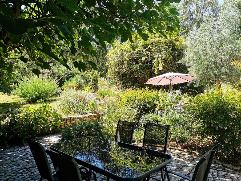 La terrasse de la maison d'hôte en été