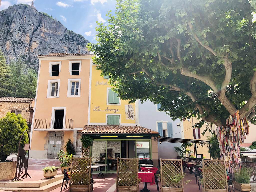 Hôtel Restaurant La Forge - terrasse sous l'ombre d'un platane