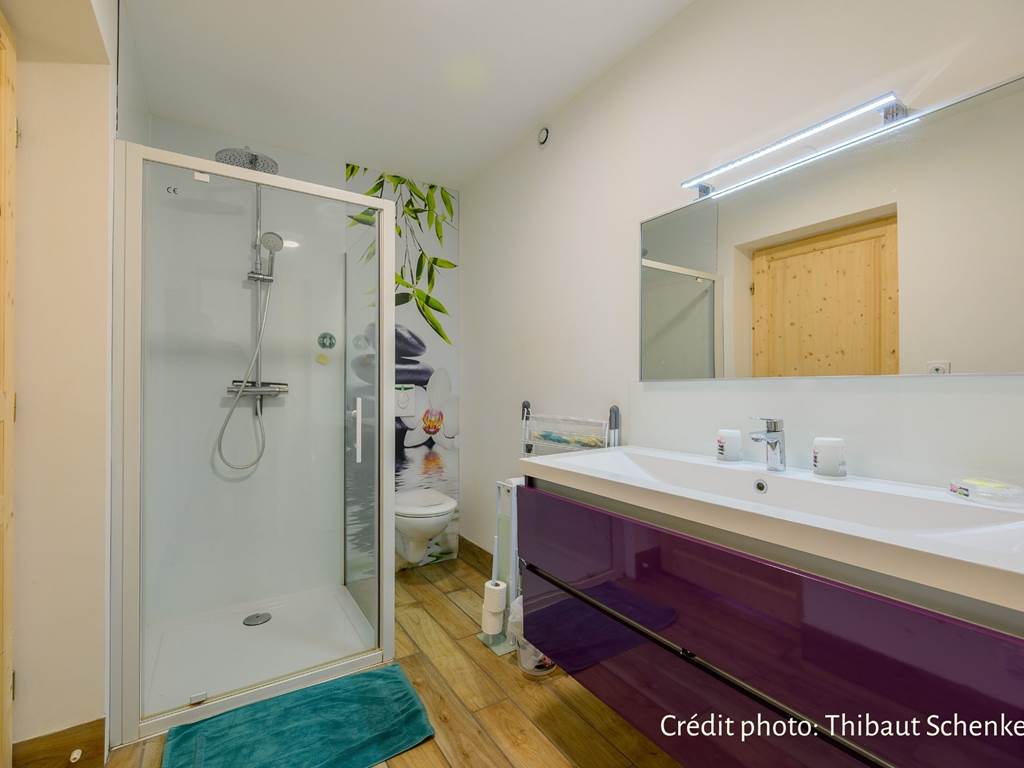 salle de bains avec douche et toilettes crédit photo :Thibaut Schenkel