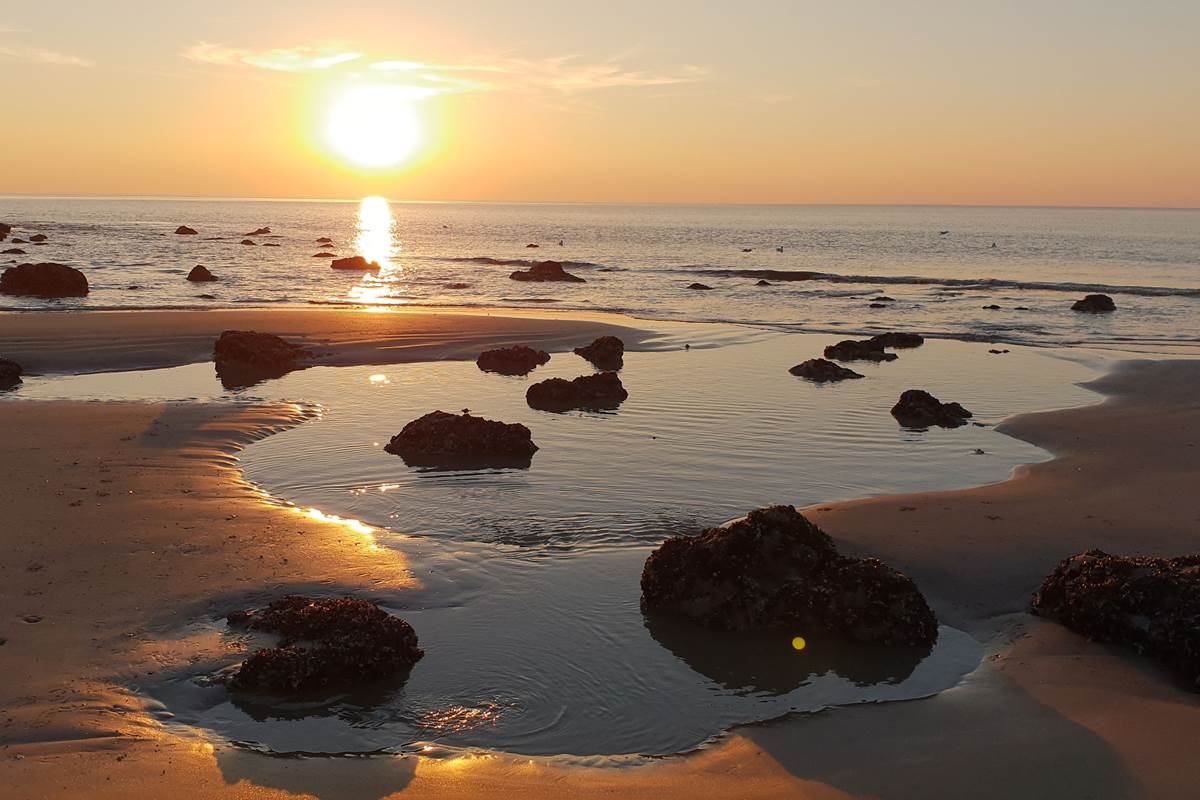 Coucher de soleil - Falaises des Roches Noires - Basse mer
