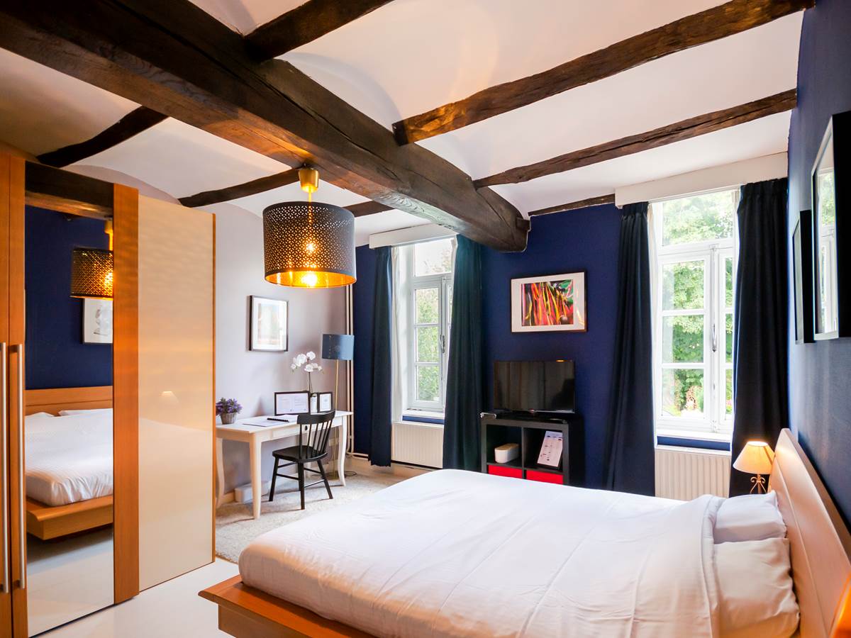 vue d'ensemble de la chambre au lit double