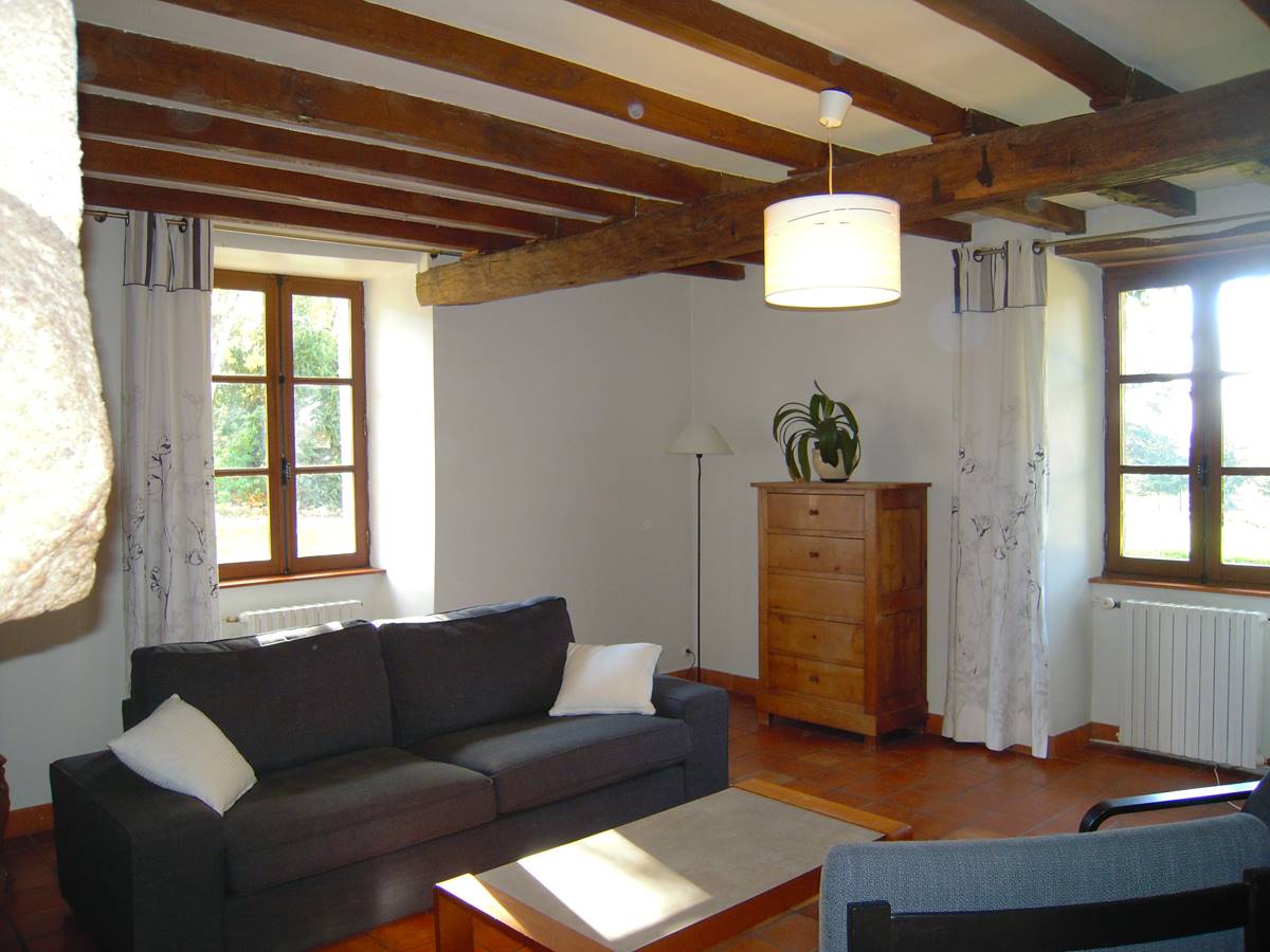 Le salon avec la cheminée