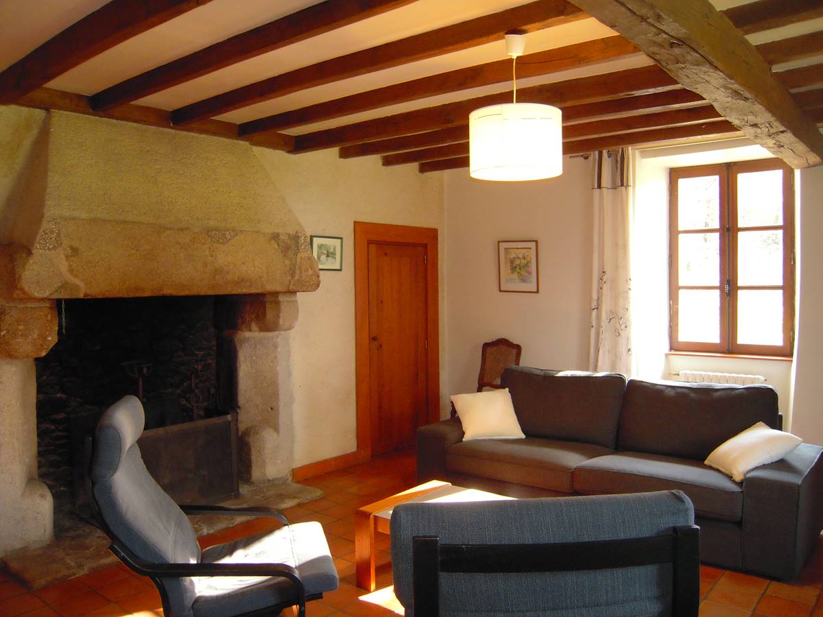 Le salon avec la cheminée