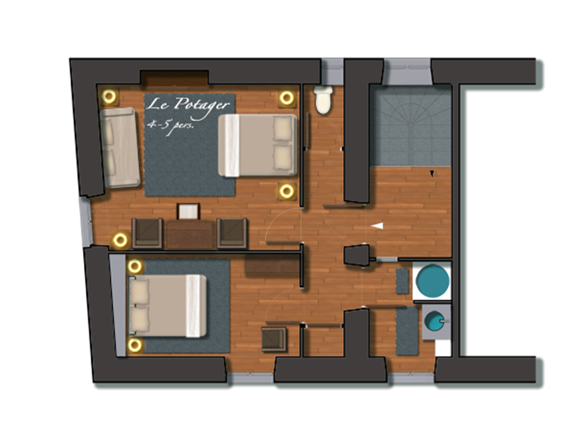 Chambre Le Potager, pour 4 ou 5 personnes