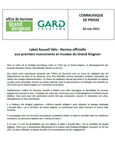 Label Accueil Vélo : Remise officielle aux premiers monuments et musées du Grand Avignon