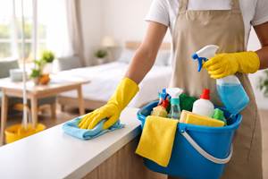 Nettoyage dans un se´jour lumineux