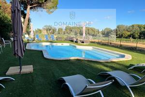 Piscine pour les gîtes chaises longues et parasol