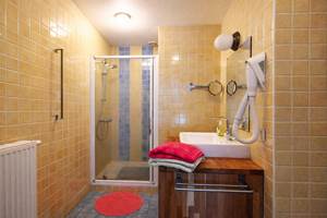 Privée pour la chambre Fleurie : Douche - 1 Lavabo - Wc - Sèche cheveux