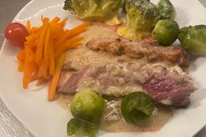 Magret de canard sauce échalotes