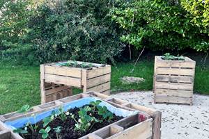 Jardin partagé avec jardinière PMR