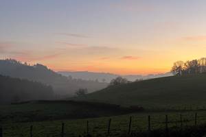 Coucher de soleil vue de la route