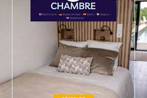 Chambre confortable avec lit double et rangements, offrant un espace calme et reposant pour des nuits agréables dans un cadre paisible.