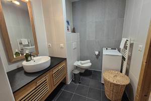 Salle de bain avec lave linge