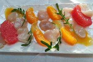 Kergroaz Maner Paimpol Bréhat Table d'Hôtes Carpaccio de Saint Jacques