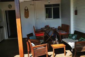 Les Jardins des Balisiers Gîte Balisiers coin détente
