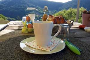 Chambres les baumes - Petit déjeuner en terrasse - La villa Des Raspes
