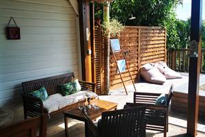 Les Jardins des Balisiers Gîte Balisiers coin détente