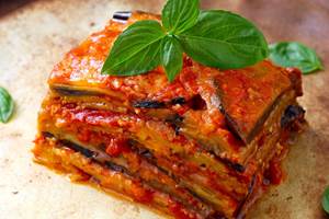 Une part de parmigiana melanzane