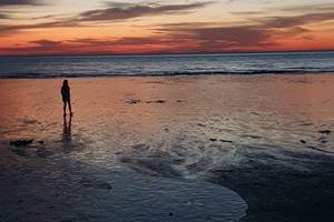 couché de soleil sur la plage Mers les Bains