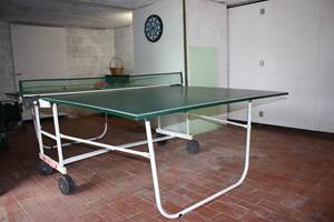 Tennis de table, jeu de fléchettes, possibilité pour abri vélos ou motos.