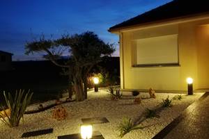 Jardin japonais avec éclairage