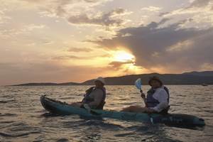 Abbartello kayak Corse coucher de soleil