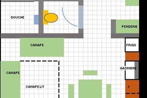 plan gîte 50m² + terrasse 20m²