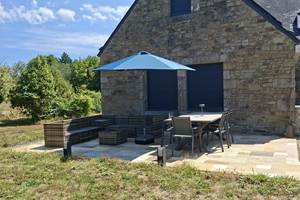 Terrasse vue sur le parc maison 8 personnes Golfe du Morbihan