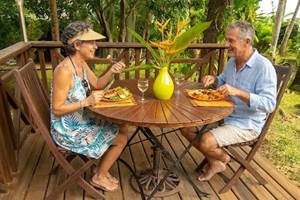 repas sur la terrasse ombragée