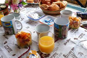 Le petit-déjeuner bonheur servi au patio